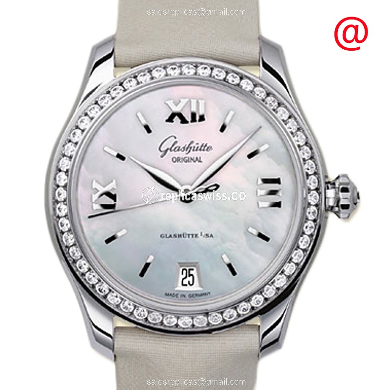 Elegant Glashutte 1-39-22-08-22-04 Ladies Replica in White Dial & Leather Strap Watch