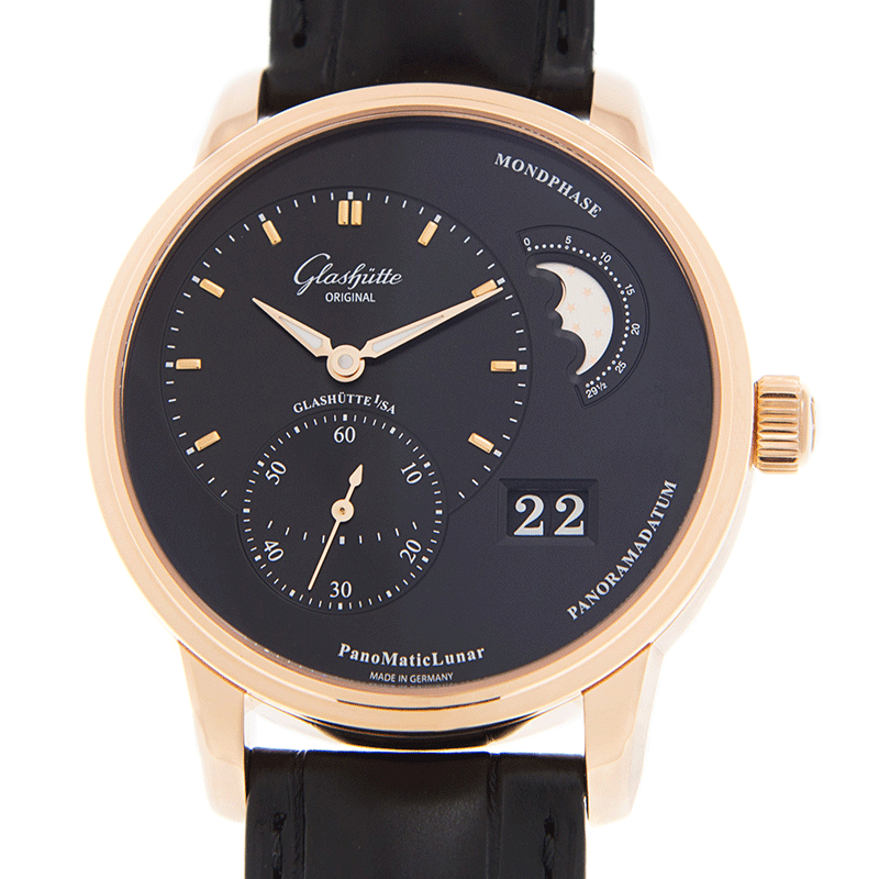 Elegant Glashutte PANO Automatic Replica Watch | Black Dial & 18kt Rose Gold Case