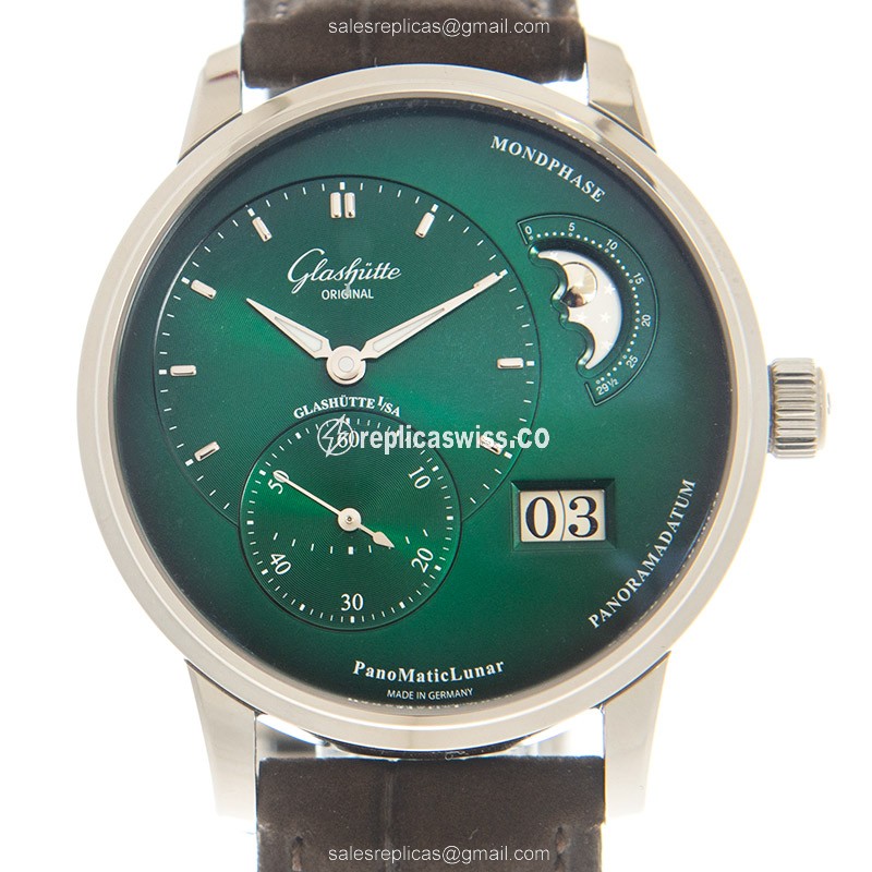 Elegant Glashutte PANO Replica Watch in Green Dial & Stainless Steel Case, Automatic Movement &