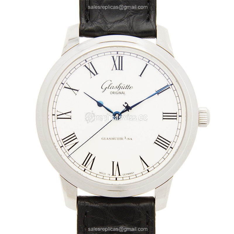 Elegant Glashutte Senator Skeletonized Replica, Automatic Movement, White Dial & Stainless Steel