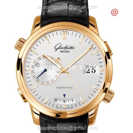 Elegant Glashutte Senator Skeletonized Replica in 18kt Gold with Automatic Movement White Dial