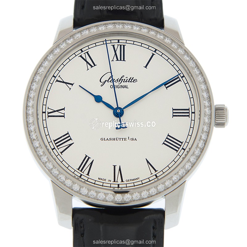 Elegant Glashutte Senator Skeletonized Replica in Stainless Steel, Automatic Movement & White Dial