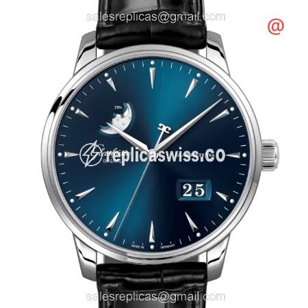 Elegant Glashutte Senator Skeletonized Replica with Automatic Movement Blue Dial on Black