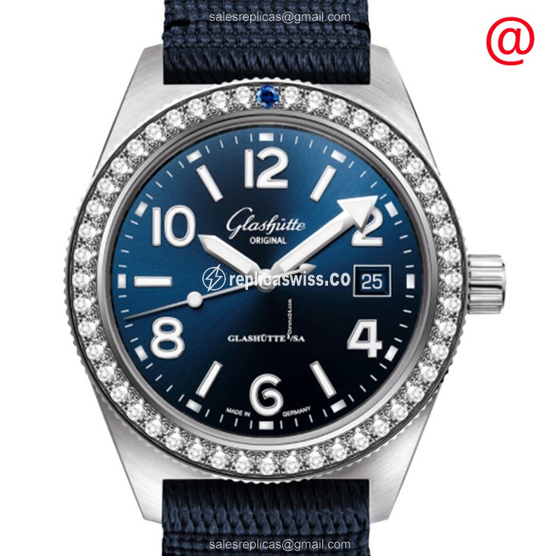 Elegant Glashutte Spezialist Replica in Blue Dial Stainless Steel Case with Automatic Movement