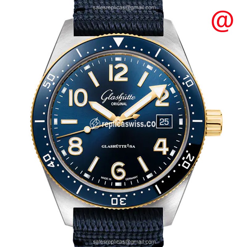 Elegant Glashutte Spezialist Replica Watch | Automatic Movement, 18kt Gold Case, Blue Dial