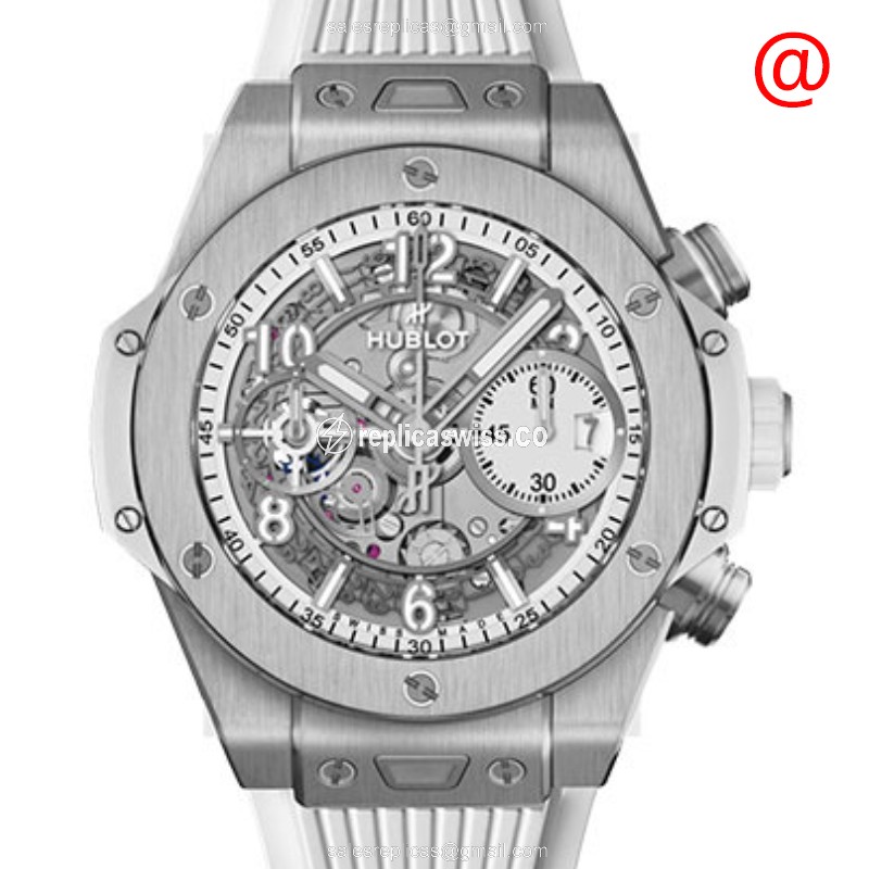Elegant Hublot Big Bang Automatic Replica in PVD Titanium with Skull Dial Rubber Strap Watch