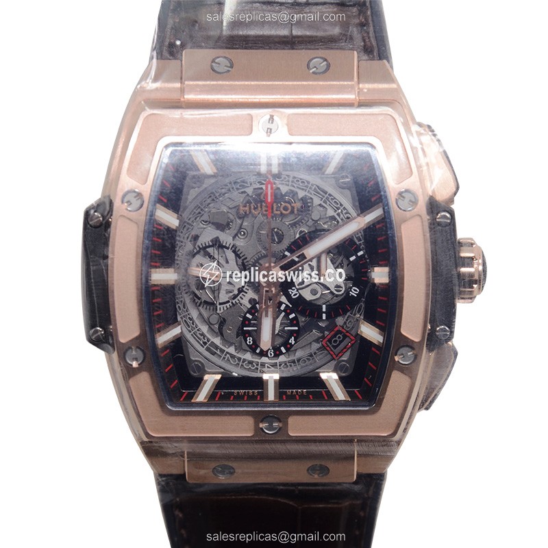 Elegant Hublot BIG BANG Replica in 18kt Rose Gold with Automatic Movement Black Dial Watch
