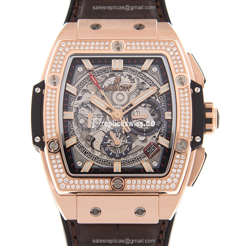 Elegant Hublot BIG BANG Replica in 18kt Rose Gold with Automatic Movement Silver Dial Watch