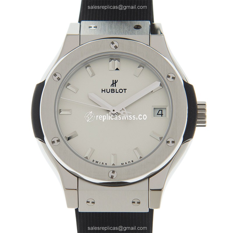 Elegant Hublot Classic Fusion Replica in Silver Dial & Titanium Case, Automatic Movement Watch