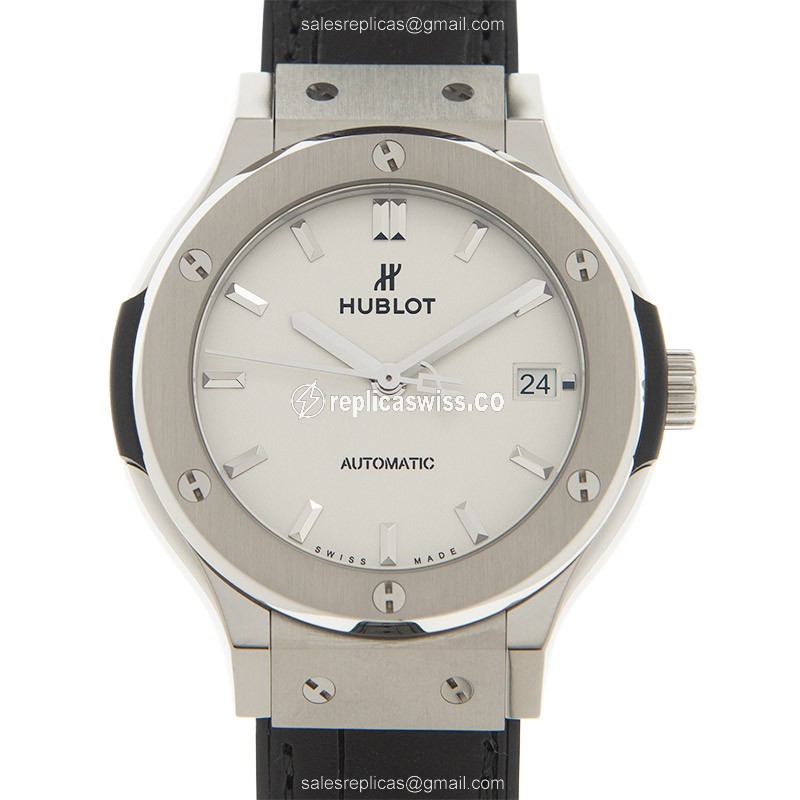 Elegant Hublot Classic Fusion Replica Watch in Stainless Steel & Blue Dial, Automatic Movement