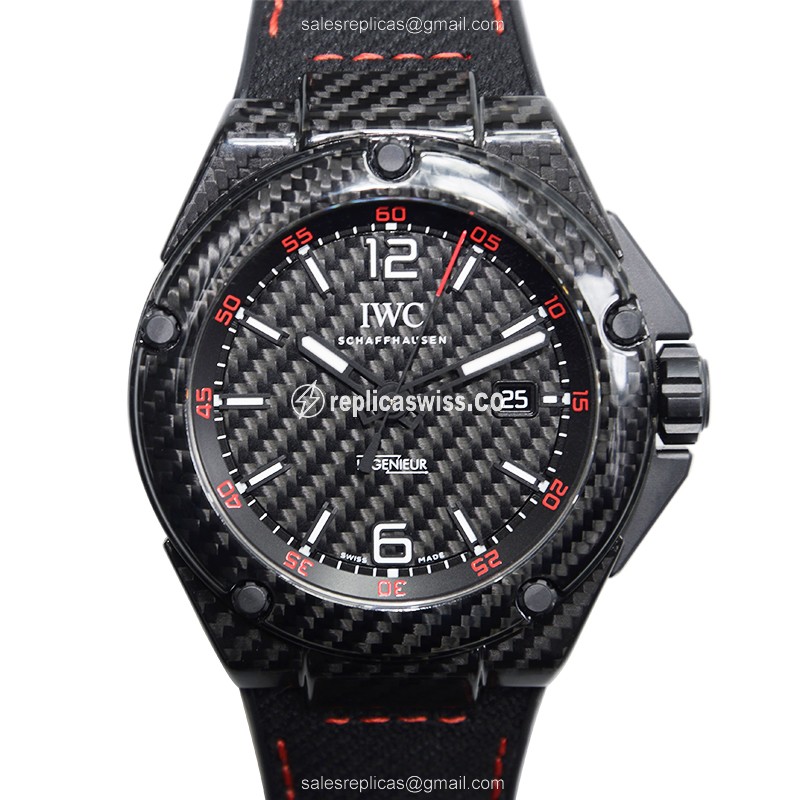 Elegant IWC Ingenieur Automatic Carbon Case with Black Dial & Sapphire Crystal Watch