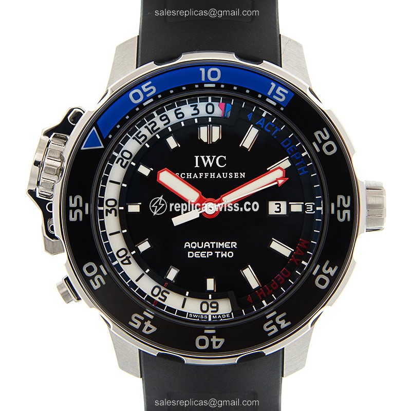 Elegant IWC IW354702 AQUATIMER Replica with Automatic Movement & Black Dial on Steel Case Watch