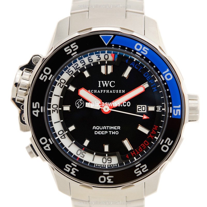 Elegant IWC IW354703 AQUATIMER Replica in Black Dial & Stainless Steel Case Watch