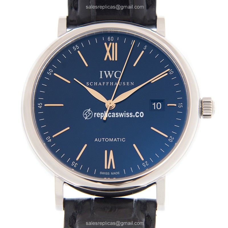 Elegant IWC IW356523 PORTOFINO Replica with Blue Dial & Automatic Movement Watch