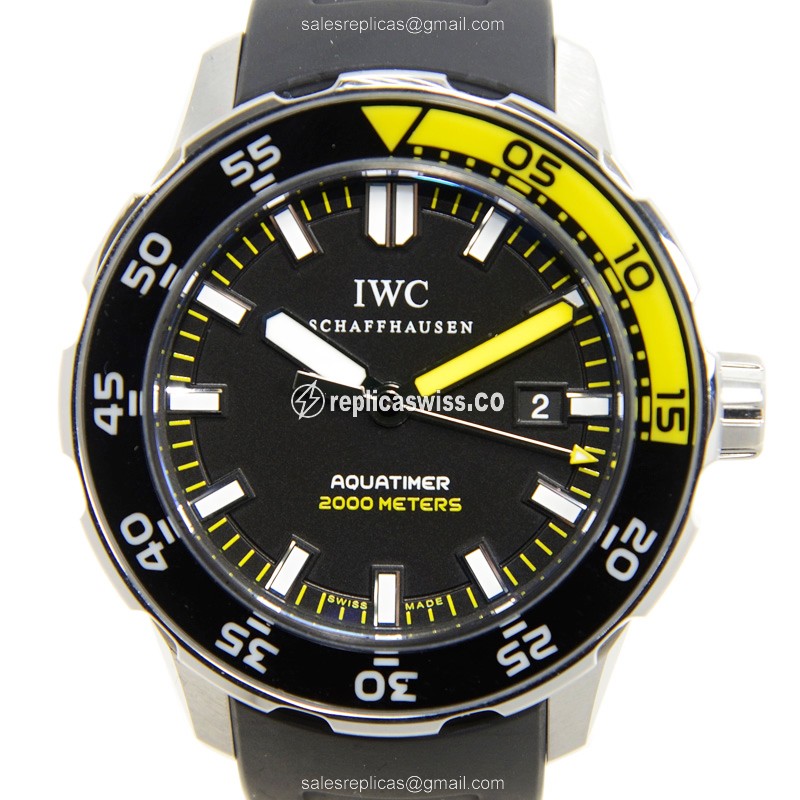 Elegant IWC IW356802 AQUATIMER Replica in Stainless Steel, Automatic Movement, Black Dial Watch