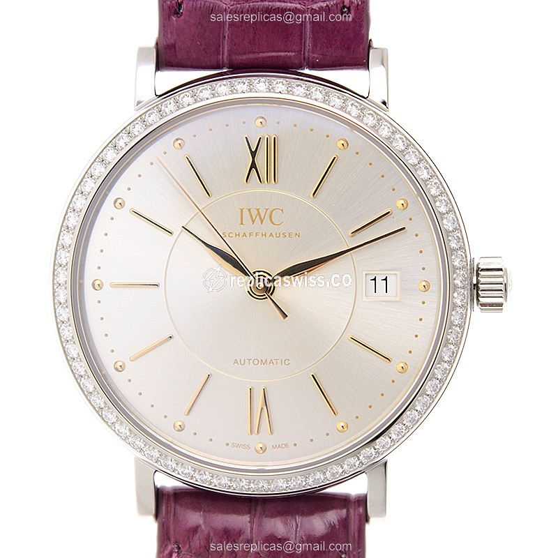 Elegant IWC IW458112 PORTOFINO Replica, Automatic Movement, Stainless Steel Case with Diamond