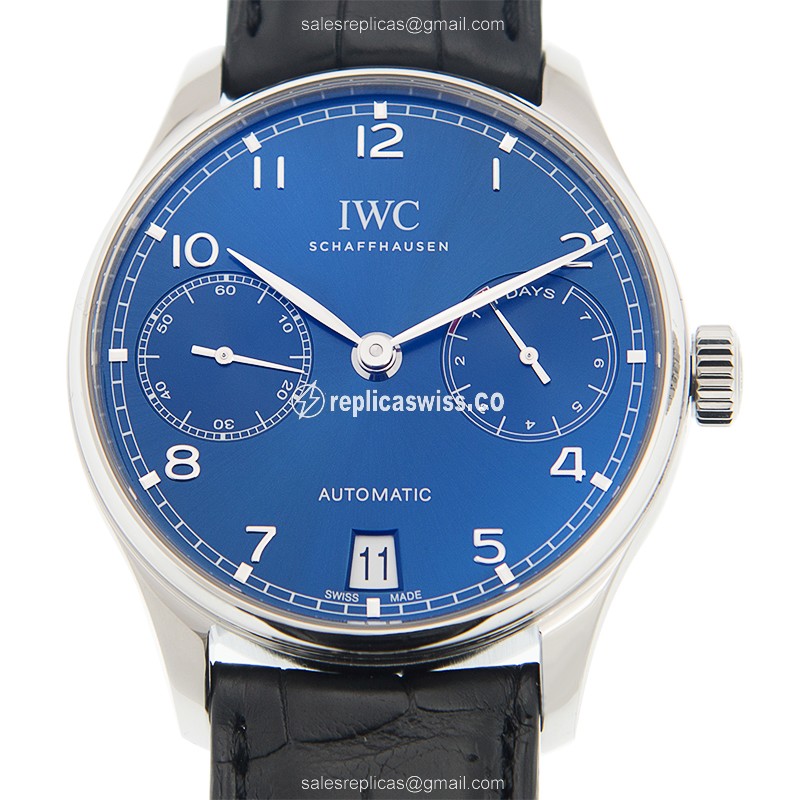 Elegant IWC IW500710 Portuguese Replica Watch in Blue Dial & Stainless Steel Case with Automatic