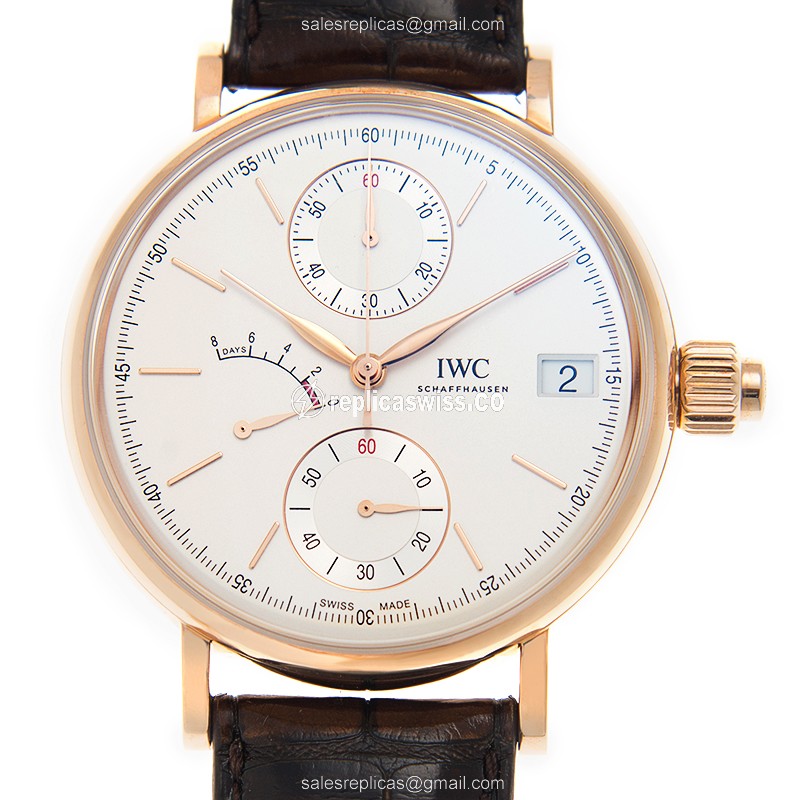 Elegant IWC IW515104 PORTOFINO Replica in 18kt Gold with Manual Wind Silver Dial Watch