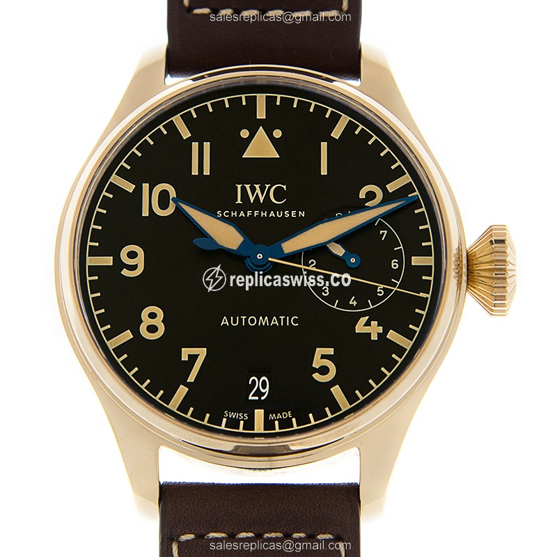 Elegant IWC PILOTS Bronze Replica with Automatic Movement Black Dial Watch