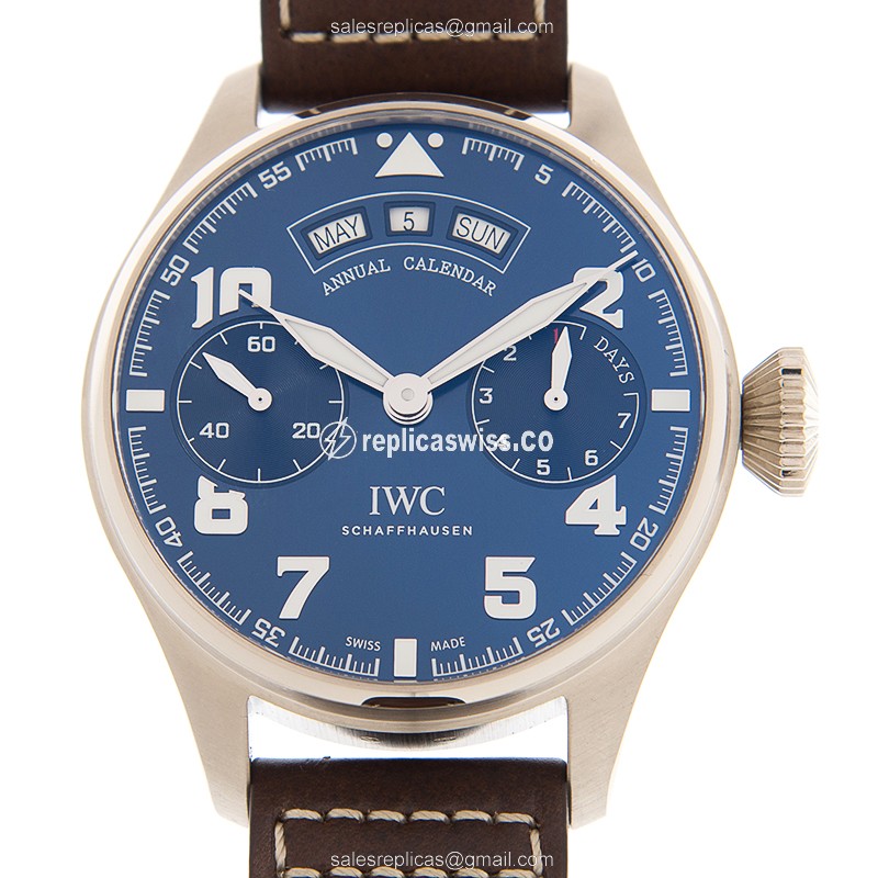 Elegant IWC PILOTS Replica Watch in 18kt Gold with Automatic Movement Blue Dial