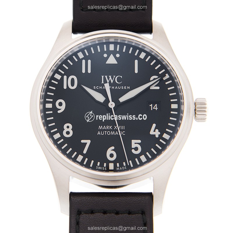 Elegant IWC PILOTS Replica Watch in Stainless Steel with Automatic Movement Black Dial