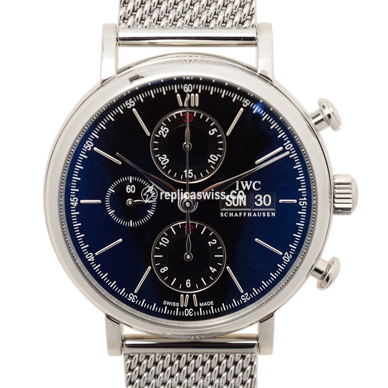 Elegant IWC PORTOFINO Replica in Black Dial & Stainless Steel Case, Automatic Movement Watch