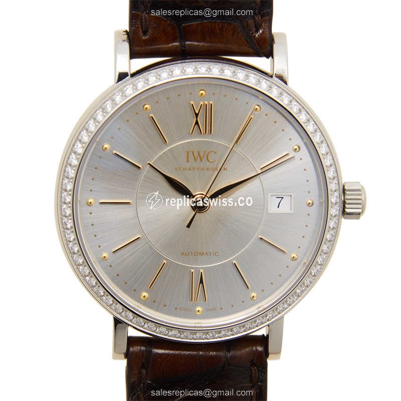 Elegant IWC Portofino Replica in Stainless Steel with Automatic Movement Polished Diamond