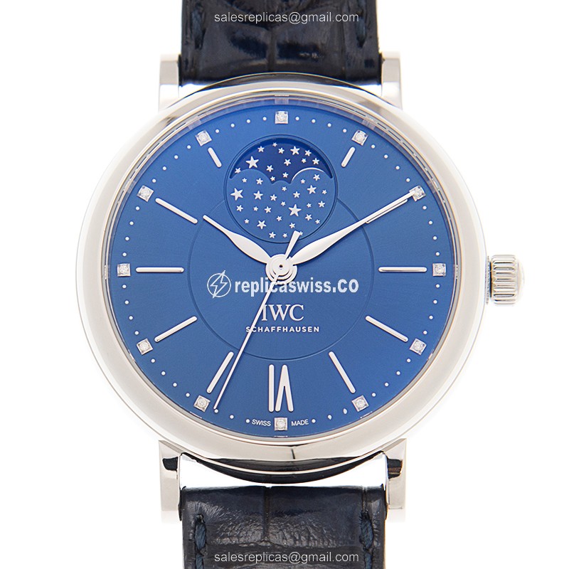Elegant IWC PORTOFINO Replica with Automatic Movement Blue Steel Case Watch