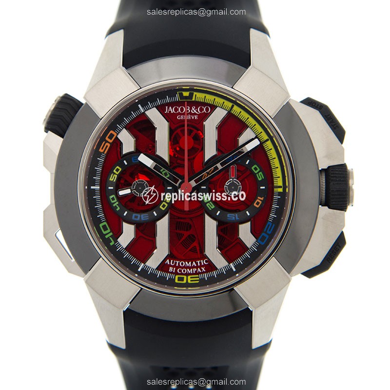 Elegant Jacob & Co. 311.20.SB.RV.A Replica Watch with Automatic Movement Red Dial, Stainless