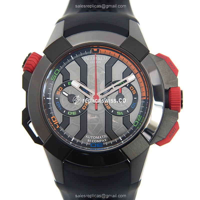 Elegant Jacob & Co. 313.21.SB.BU.B Replica Watch | Automatic Movement, Black Dial, Stainless Steel