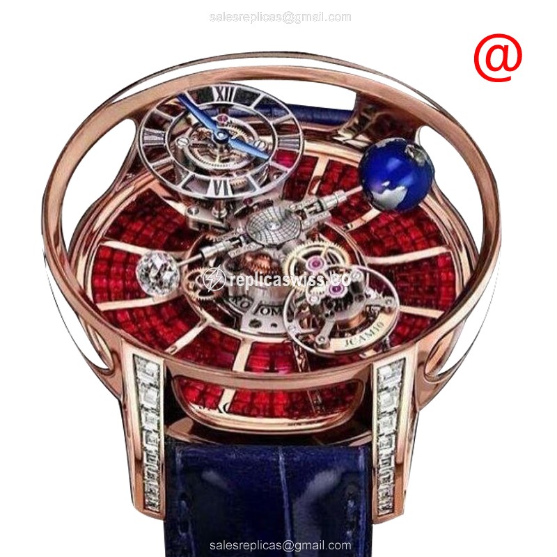 Elegant Jacob & Co. AT800.40.BD.BR.BGE4A Astronomia Replica in 18kt Rose Gold with Red Dial & Blue