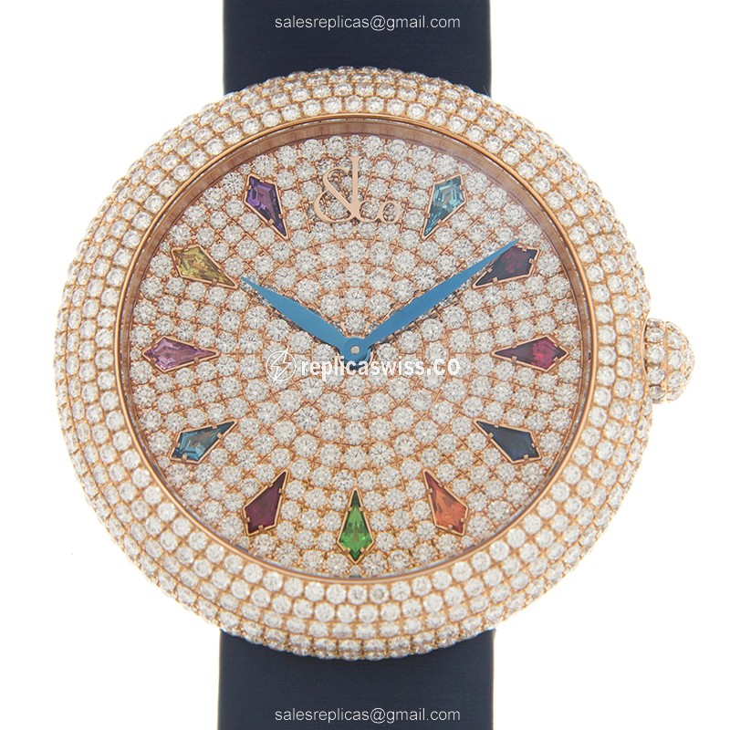 Elegant Jacob & Co. BQ030.40.RH.RR.ASK4A Replica, Quartz Movement, 18kt Rose Gold Case, Sparkling