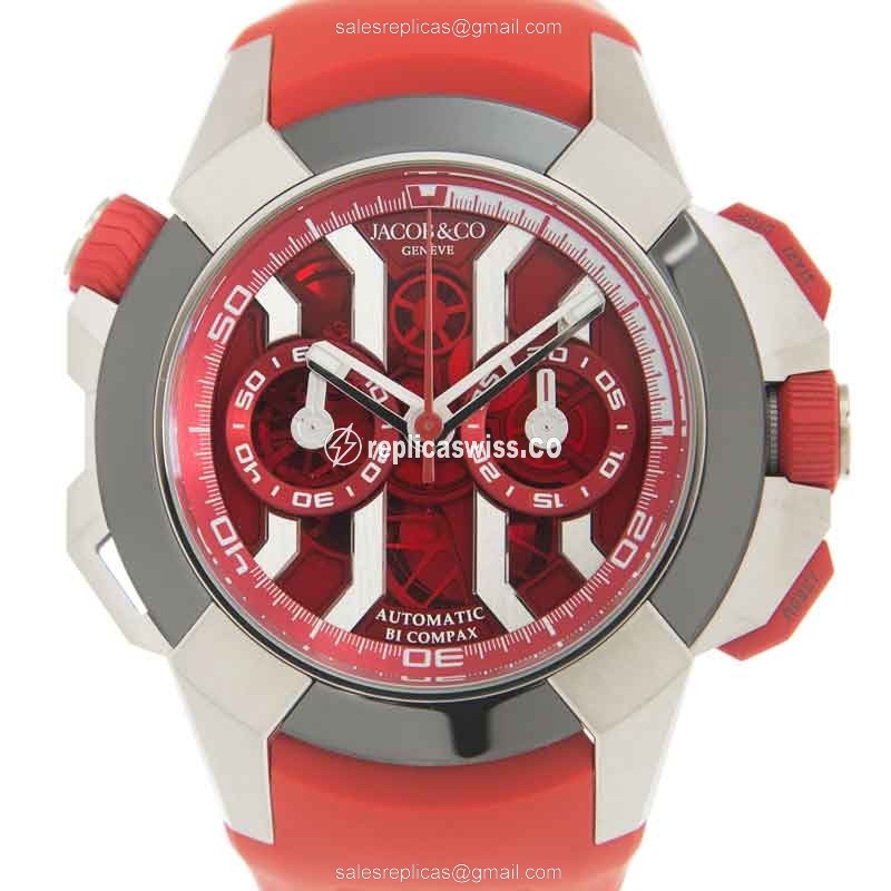 Elegant Jacob & Co. EC313.20.SB.RR.BHD4D Replica with Red Dial & Titanium Case, Automatic Movement
