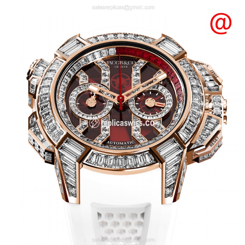 Elegant Jacob & Co. EC422.40.BW.RD.AHB4D Replica with Automatic Movement Red Dial on Gold Case