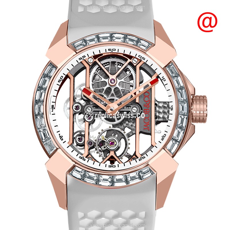 Elegant Jacob & Co. EX100.40.LD.OW.A EPIC X Replica in 18kt Rose Gold, Automatic Movement, Skull