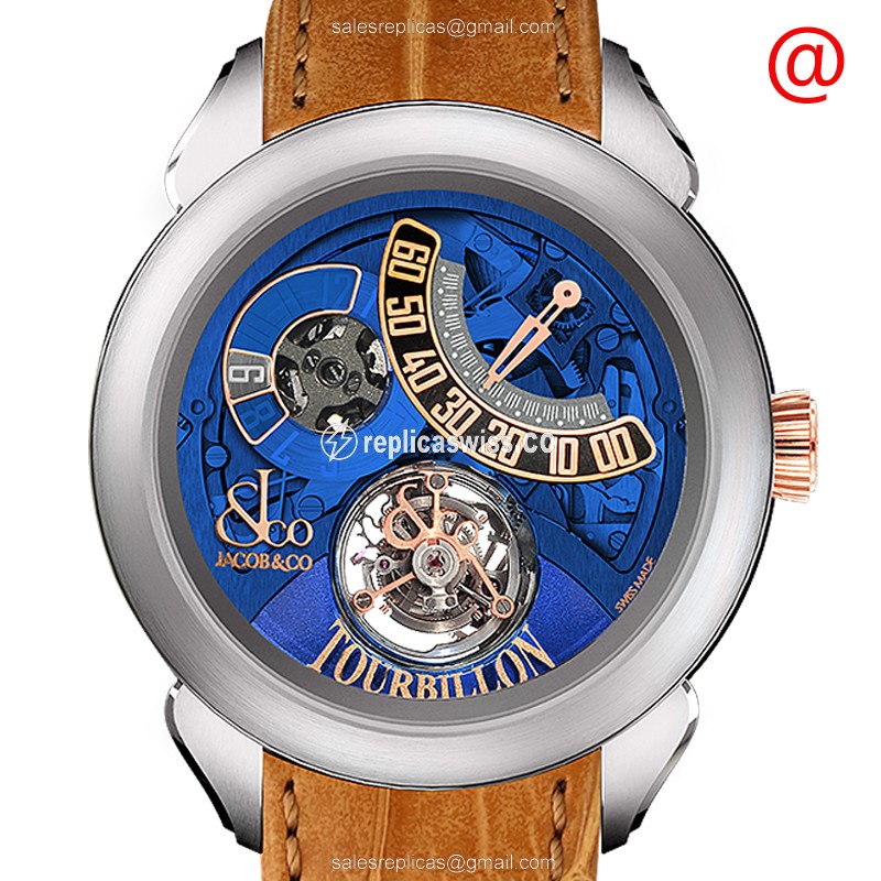 Elegant Jacob & Co. PT510.24.NS.PB.A Palatial Watch: Manual Wind, 18kt Rose Gold & Titanium Case