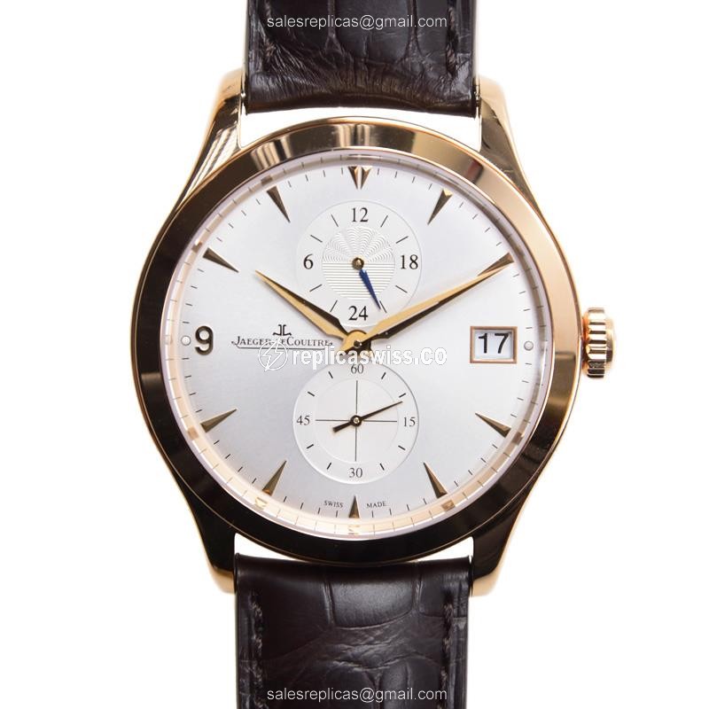 Elegant Jaeger-Lecoultre Master Replica in 18kt Rose Gold with Automatic Movement Silver Dial