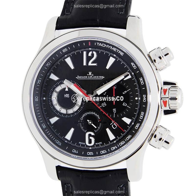 Elegant Jaeger-Lecoultre Master Ultra Thin Replica, Automatic Movement, Black Dial & Alligator