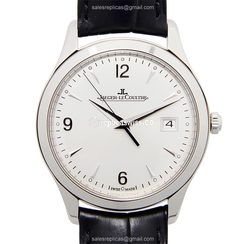 Elegant Jaeger-Lecoultre Master Ultra Thin Replica, Automatic Movement, Silver Dial, Alligator