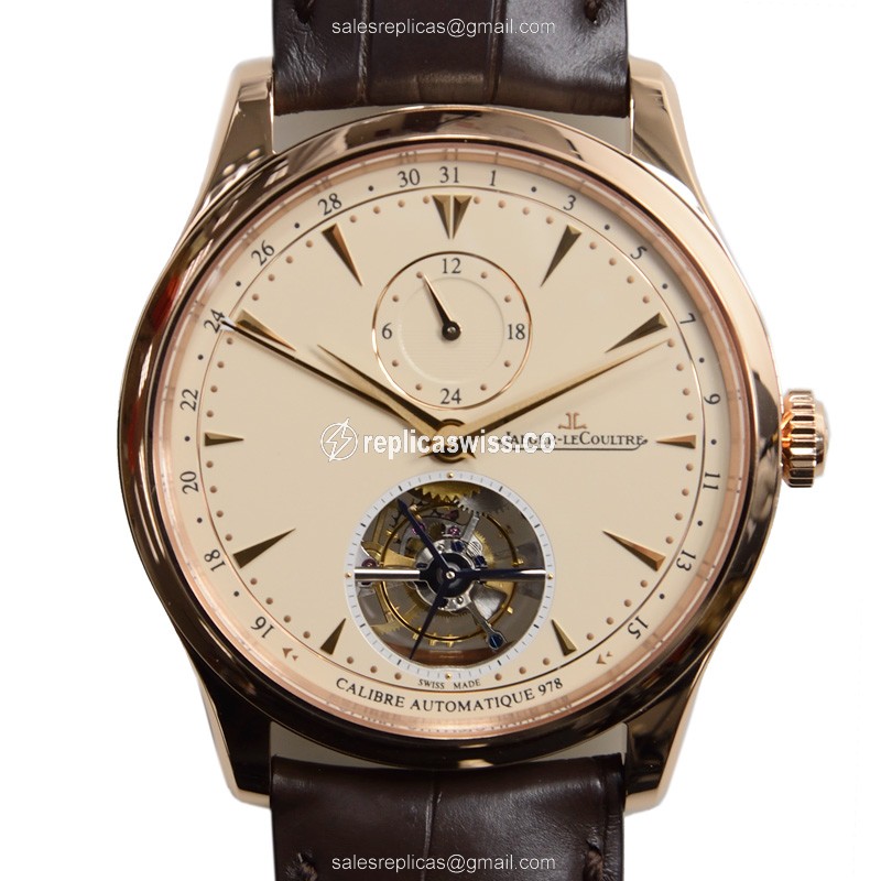 Elegant Jaeger-Lecoultre Master Ultra Thin Replica in 18kt Gold with Beige Dial Automatic