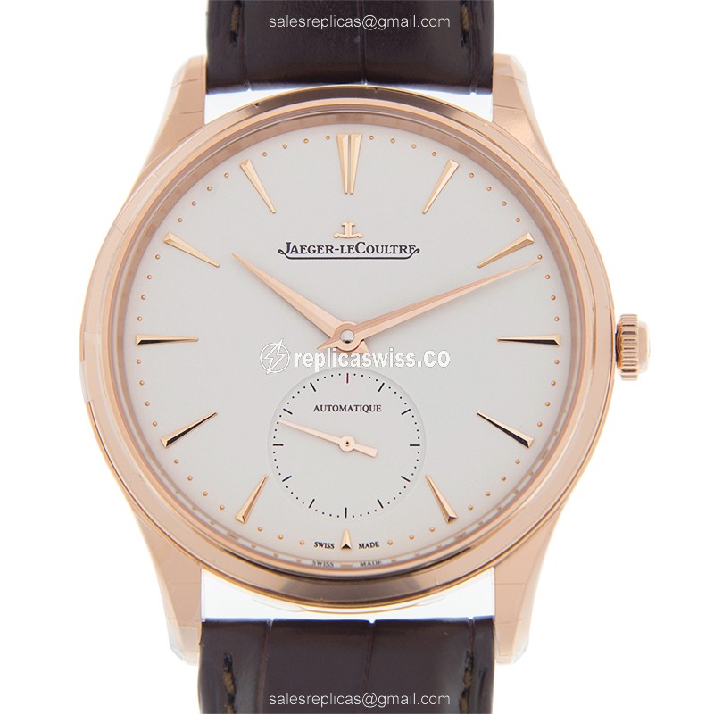 Elegant Jaeger-Lecoultre Master Ultra Thin Replica in 18kt Gold with White Dial Automatic