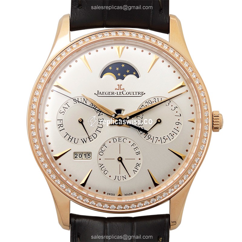 Elegant Jaeger-Lecoultre Master Ultra Thin Replica in 18kt Rose Gold, Automatic Movement & Silver