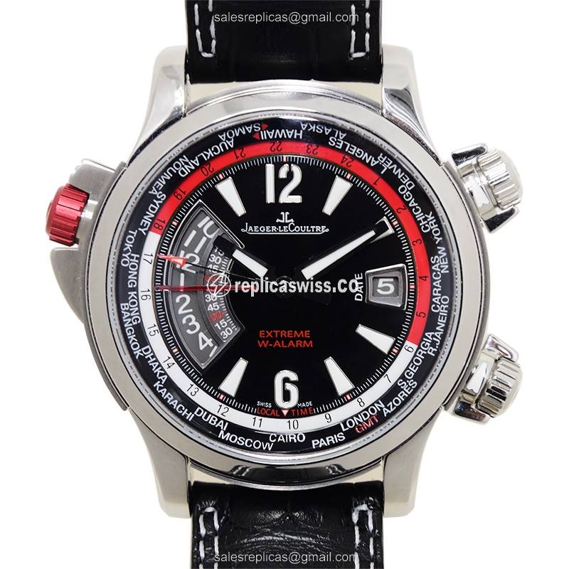 Elegant Jaeger-Lecoultre Master Ultra Thin Replica in Black Dial & Titanium Case Watch