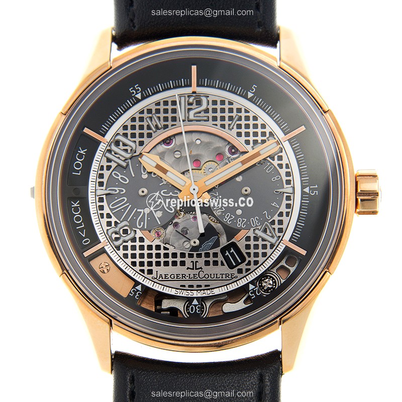 Elegant Jaeger-Lecoultre Master Ultra Thin Silver Dial Replica in 18kt Gold with Automatic Movement
