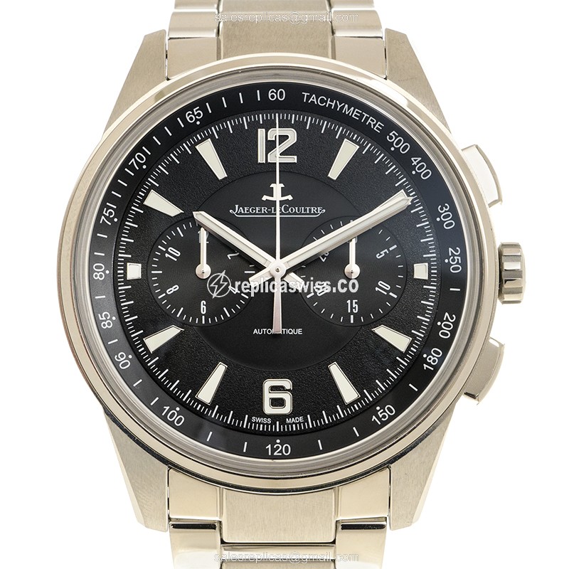 Elegant Jaeger-Lecoultre Polaris Date Replica with Automatic Movement Black Dial on Stainless