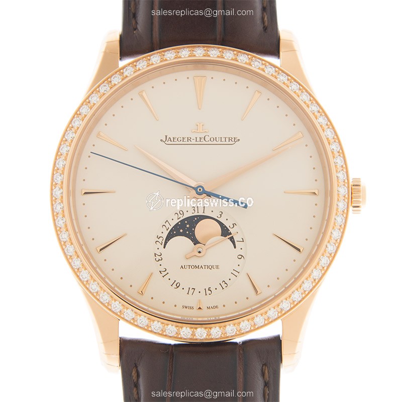 Elegant Jaeger-Lecoultre Q1362502 Replica with Beige Dial, Automatic Movement, 18kt Rose Gold Case