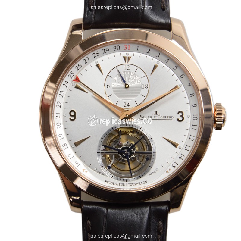 Elegant Jaeger-Lecoultre Q1562521 Master Ultra Thin Automatic Gold Replica with Silver Dial & Brown