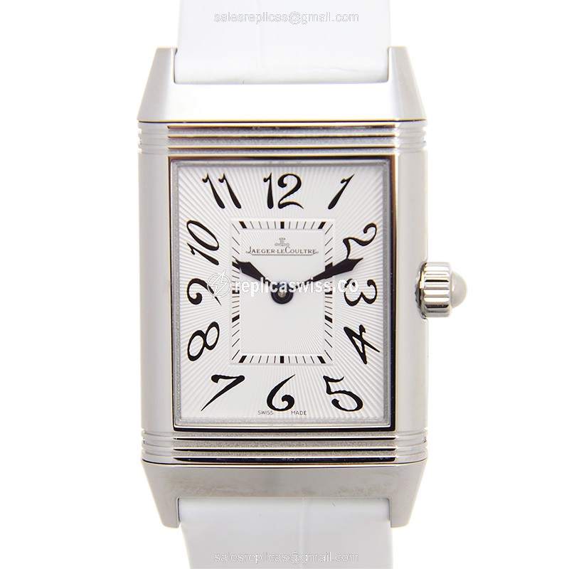 Elegant Jaeger-Lecoultre Q2568402 REVERSO Manual Wind Steel Replica, Silver Dial & Alligator Strap