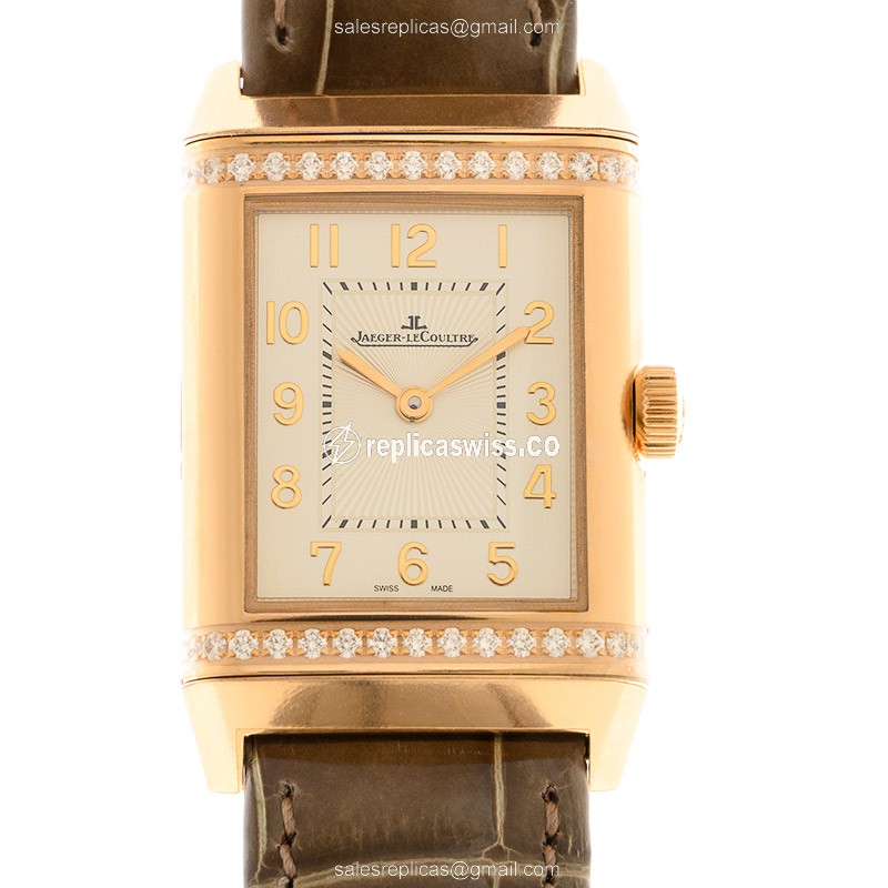 Elegant Jaeger-Lecoultre Q2572570 Reverso Automatic, 18kt Rose Gold Case & White Dial, Genuine