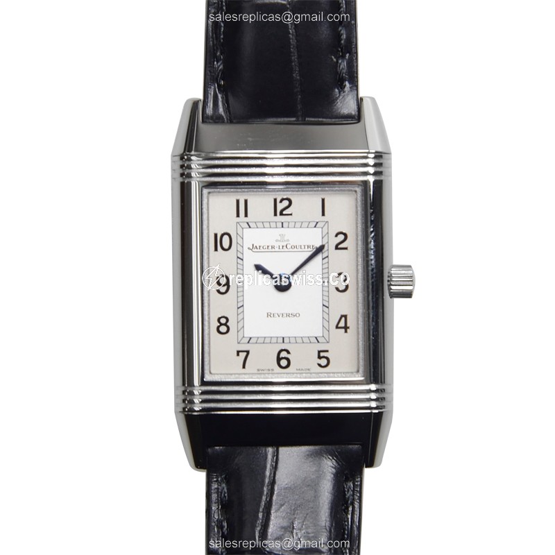 Elegant Jaeger-Lecoultre Q2608412 REVERSO Manual Wind Watch in Silver Dial, Alligator strap &